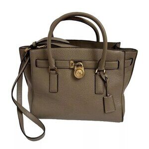 Michael Kors Handbag Tote Taupe Satchel Leather Tote ShoulderBag Purse Crossbody